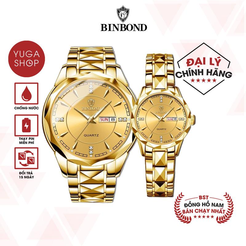 Đồng Hồ Cặp Đôi Binbond I6 Dây Thép Đúc Khóa Đôi Có Lịch Ngày Thứ Sang Trọng 2025 TẶNG FULL BOX HỘP CHÍNH HÃNG DỤNG CỤ CẮT DÂY PIN ĐỒNG HỒ DỰ PHÒNG SỐ LƯỢNG QUÀ TẶNG CÓ HẠN