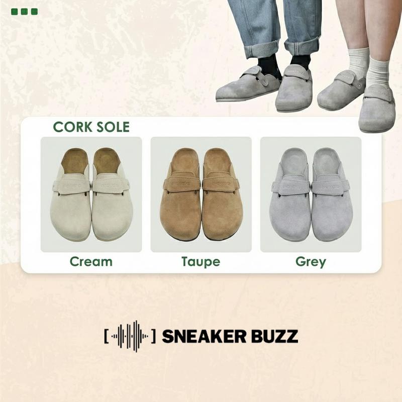 Sneaker Buzz - Dép Cork Sole Mule Cream Grey Taupe Unisex