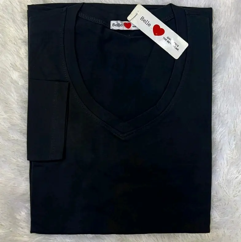 Kaos  Lengan Panjang kerah V ORI BELLE Atasan Wanita Polos Nyaman 5