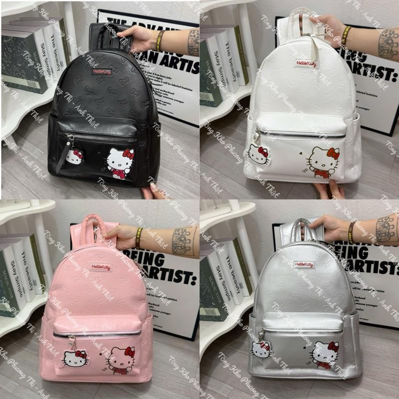 Balo to balo da dập chìm hình nơ size 40 quai to kèm móc hellokitty siêu cute bản nhiều ngăn cho nam nữ