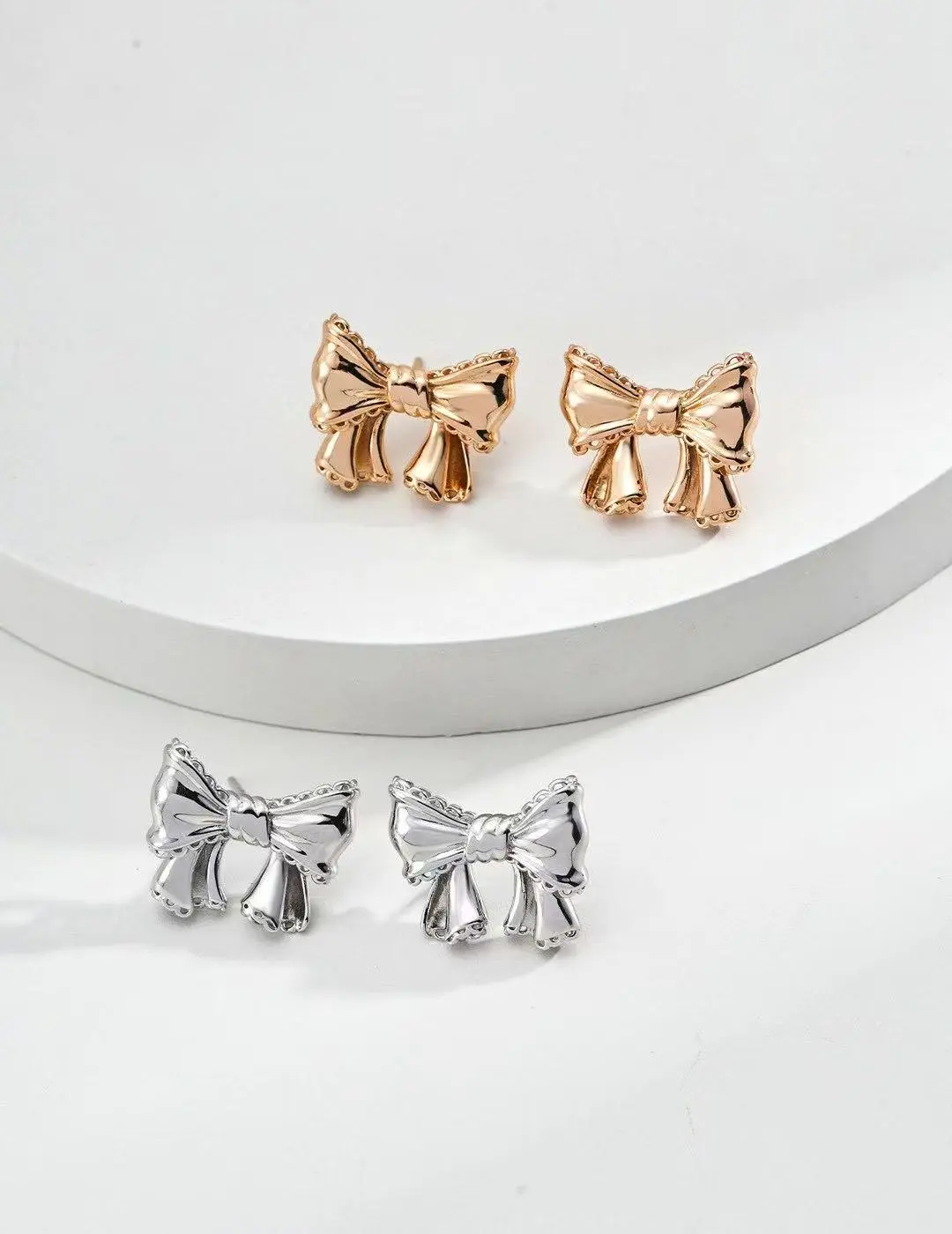 Dear Dust | S925 Sculpted Bow Earrings（Available in Gold & Silver）