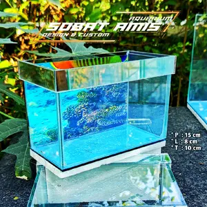 AQUARIUM KECIL IMUT IMUT 15 X 8 X 10 LIS KACA TEBAL 5 MILI