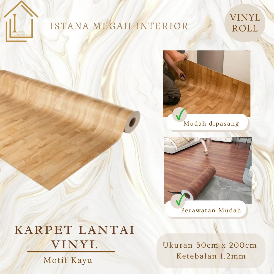 Vinyl Roll Karpet Lantai Floor Tebal 1.2 mm