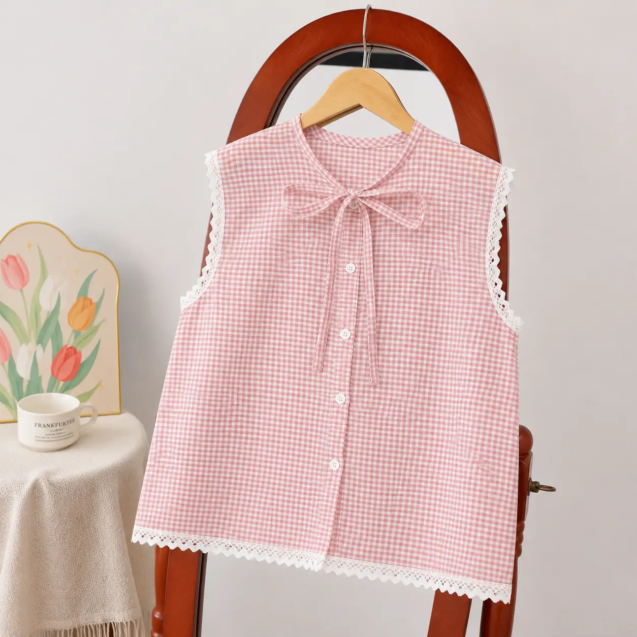 ADADIA.STORE - Jemma vest inner tartan renda / sweet ribbon blouse / vest inner tali tartan / atasan wanita top inner peplum blouse / inner rompi tanpa lengan