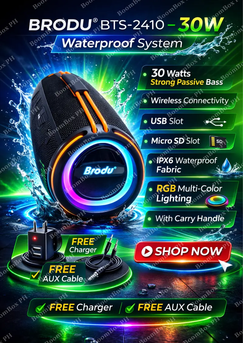 BRODU BTS-2410 30W Waterproof RGB Party Speaker | Long Playback Time ...