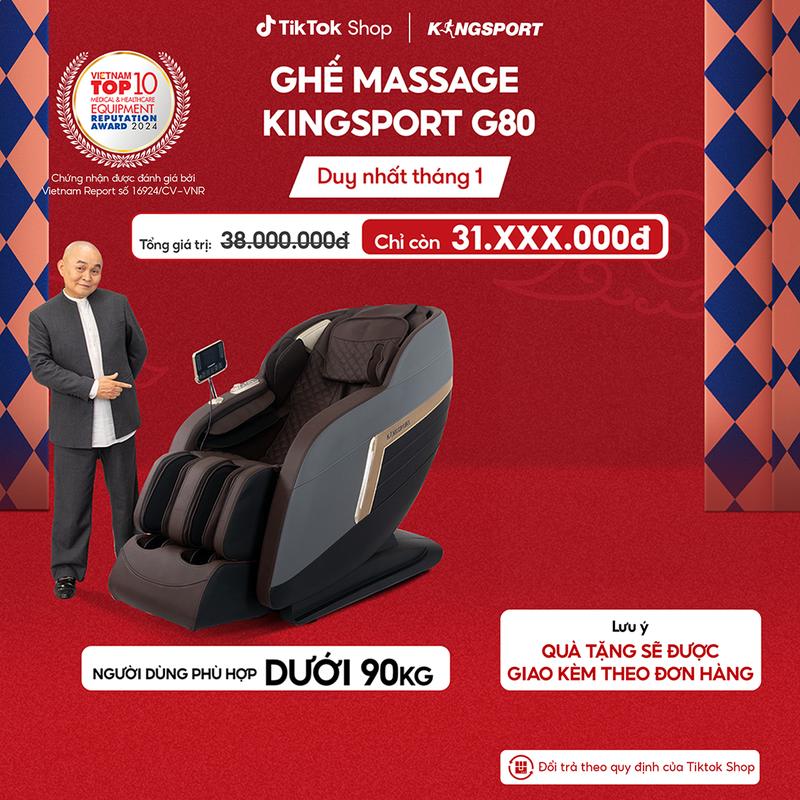   Miễn phí lắp đặt  Ghế massage KINGSPORT G80 cao cấp con lăn 3D với 12 bài tập công nghệ lọc khí Ion âm túi khí massage chân cao 