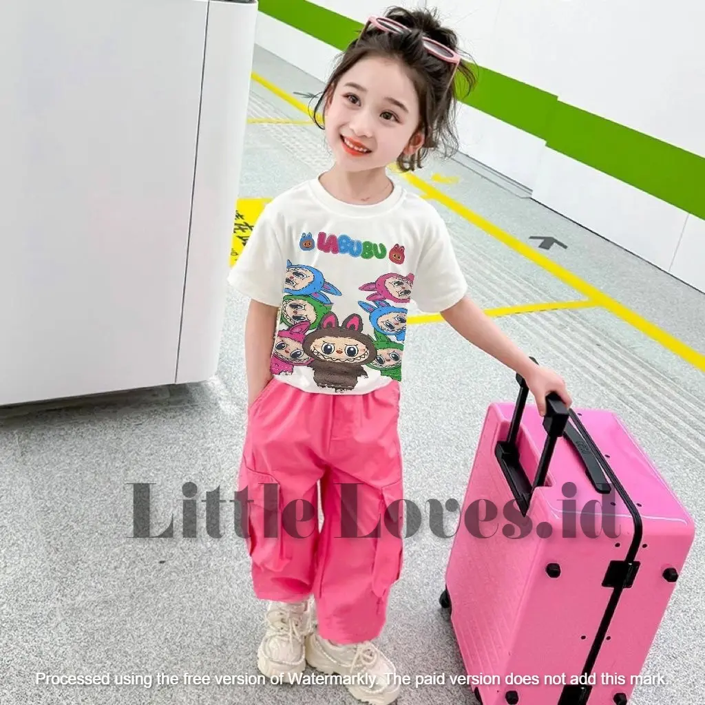 Baju boneka  labubu anak perempuan bahan katun flis usia 1 sampai 10 tahun banyak pilihan warna