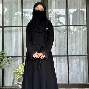 Abaya Safeeya Basic Matt Jetblack Busui Free Ikat Pinggang - Muslim Wanita