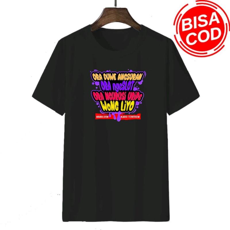 Kaos kata sablon DTF  Kaos kata kata keren kaos pria wanita Baju Oblong Dewasa Tulisan Hitam 6