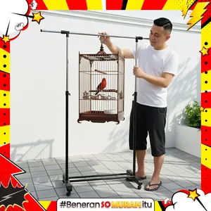 Bird Single Stand Hanger Tiang Gantungan Sangkar Burung Jemuran Kandang Love Bird Multifungsi