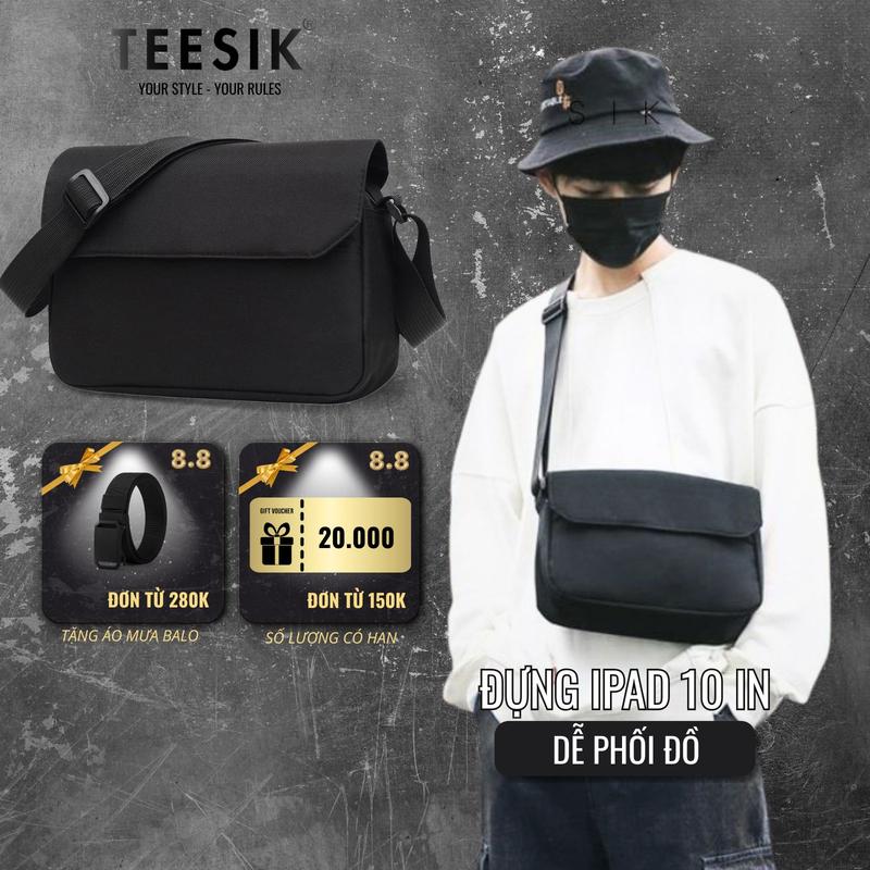 [Livestream] Túi đeo chéo nam đẹp TEE SIK túi chéo nam Đeo Vai vải canvas đựng ipad 10 in nhiều ngăn bag TS11A