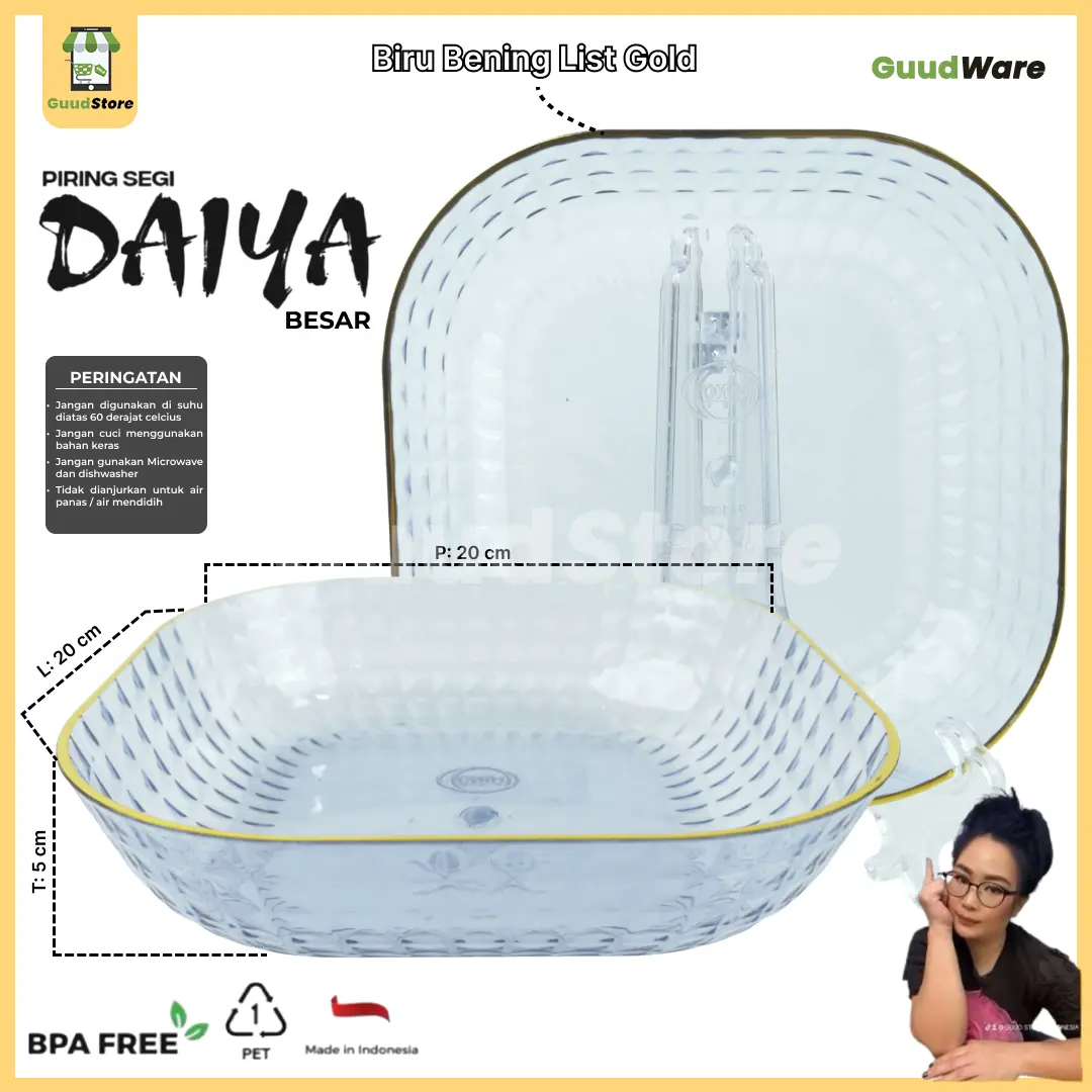 Biru Bening List Gold Besar