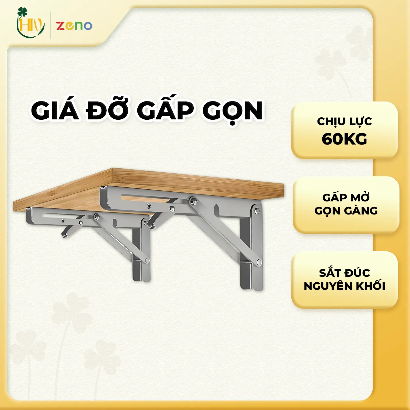Giá Đỡ Gấp Gọn - Bản Lề Gập Gắn Tường, Gắn Bàn Gấp Gọn Full Size Đa Năng , Chịu Lực 80kg - Hồng Nguyên Gia Dụng Giá Sỉ