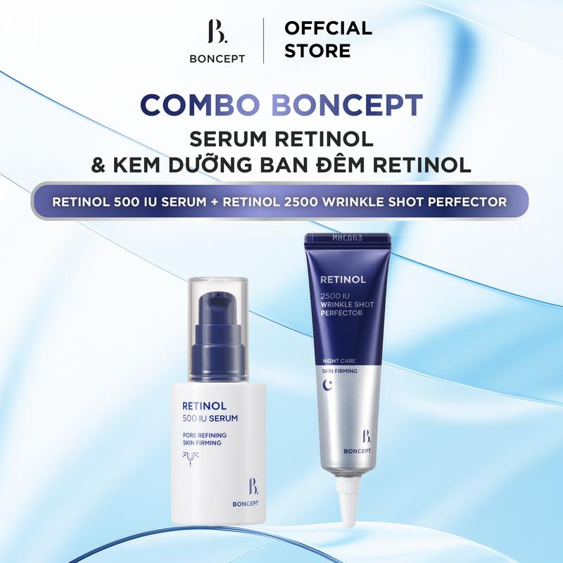   KOL  Combo Boncept Serum Retinol 30ml & Kem Dưỡng Ban Đêm Retinol 15ml – Dưỡng Da Săn Chắc & Se Khít Lỗ Chân Lông 