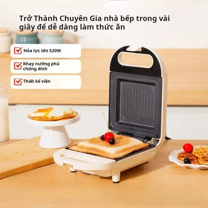 Máy Nướng Bánh Mì Sandwich Kẹp Làm Nóng 2 Mặt Rán Trứng Làm Đồ Ăn Sáng Nhanh Chóng Tiện Lợi máy nướng bánh mỳ 1