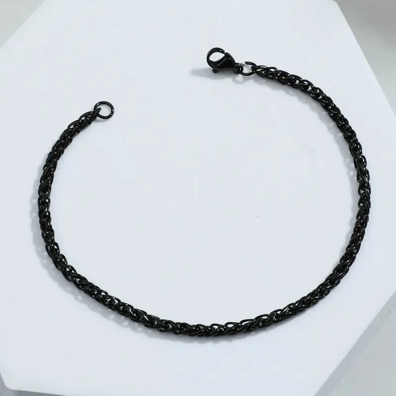 Gelang Titanium Tulang Naga Hitam Silver Kecil Anti Luntur Anti Karat Pria Wanita - Bracelets 6