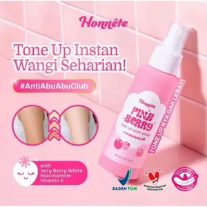 ￼[READY] HONNETE PINK BERRY TONE UP BODY SPRAY NIACINAMIDE VITAMIN E MENCERAHKAN MELEMBAPKAN KULIT