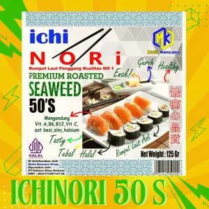 ICHINORI SUSHI NORI 50 LEMBAR DRIED SEAWEED RUMPUT LAUT PANGGANG / NORI HALAL NORI PREMIUM