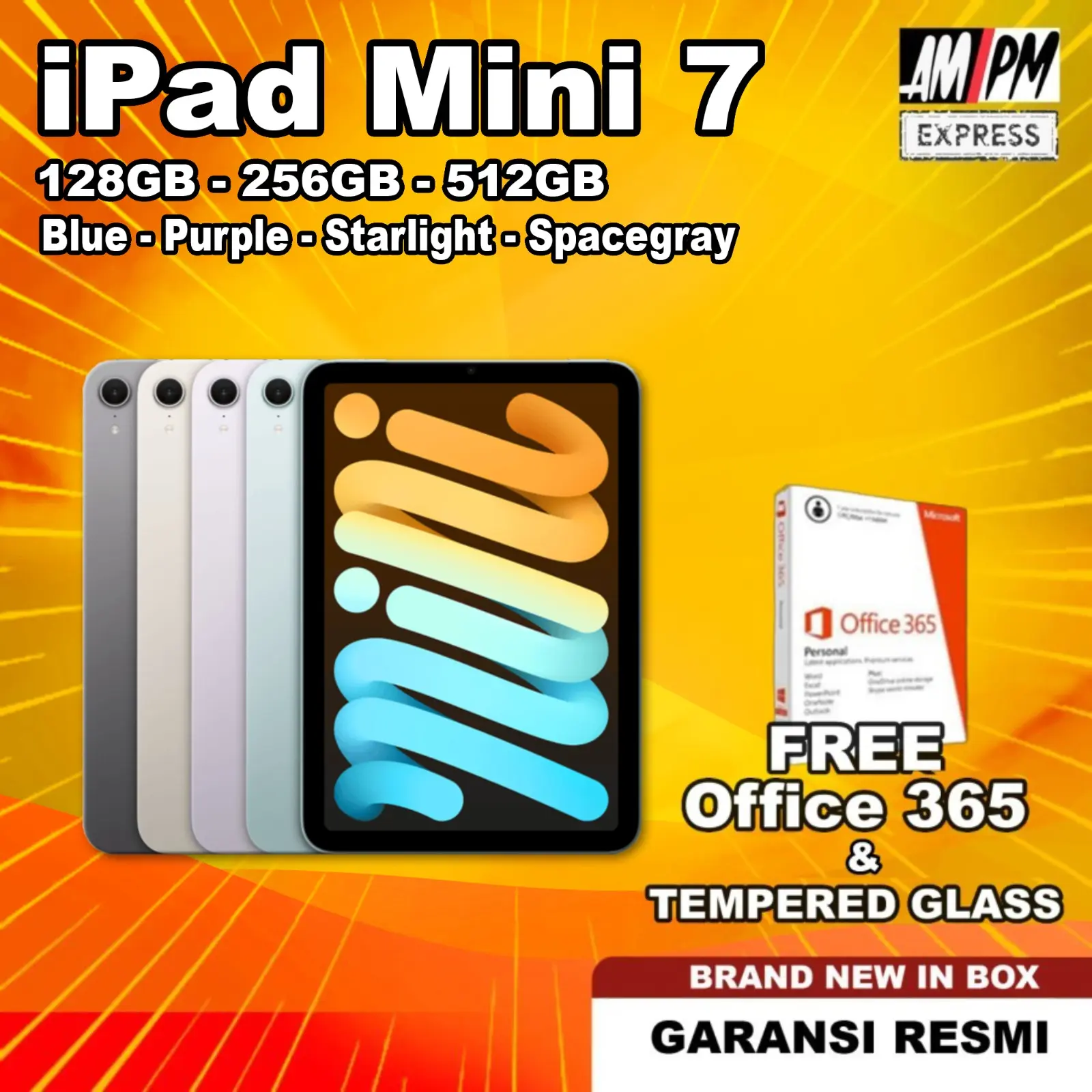 [Wenny Wijaya X AMPM Express] iPad Mini 7 128GB 256GB 512GB 2024 Space Grey Blue Purple Starlight