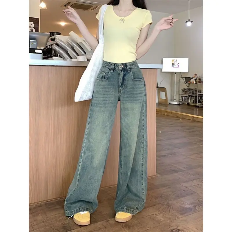 [JomelinJeans]-[JNS-207] Celana Jeans Panjang Wanita Retro Highwaist Denim | Biru Loose Korean Style  Nyaman Santai 4