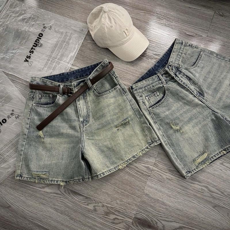 |[N002]| - Quần Jean Ngố [ Ngố Rách Lai] Nữ Dáng Chữ A Không Co Giãn Women Voi