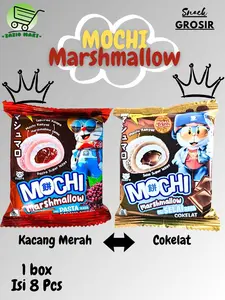 (Zazio Mart) MOCHI MARSHMALLOW RASA COKELAT DAN KACANG MERAH 28gr x 8 Pcs
