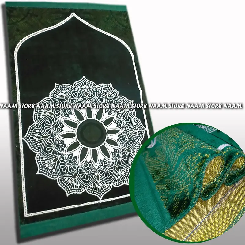 Sajadah Sholat Dewasa Motif Flora Ukuran 110x70cm Bahan Lembut Tebal Standart 2