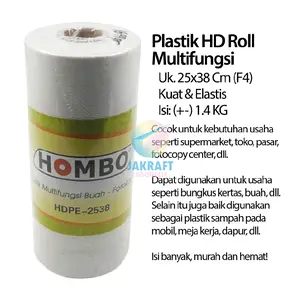 (1 Roll) Plastik Roll HDPE-2538 HOMBO 1.4 KG Folio 25 x 38 | F4 25x38 Cm Higienis Serbaguna Bungkus Kertas Fotocopy Buah Daging Telur Sampah