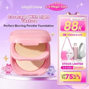 Glad2Glow Perfect Blurring Powder Foundation Concealer - setting powder Mencerahkan Wajah Kusam Niacinamide Translucent Twowaycake Skintint | bedak tabur oil control dan tahan lama Cushion