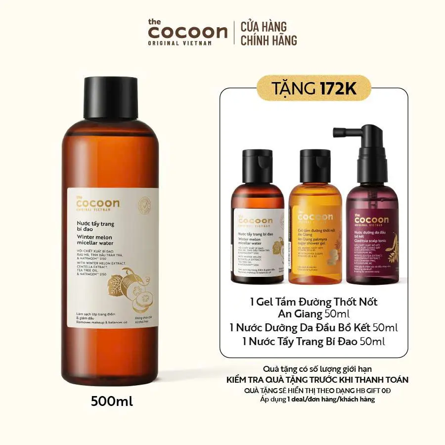 Nước Tẩy Trang Bí Đao Cocoon Làm Sạch & Giảm Dầu 500ml