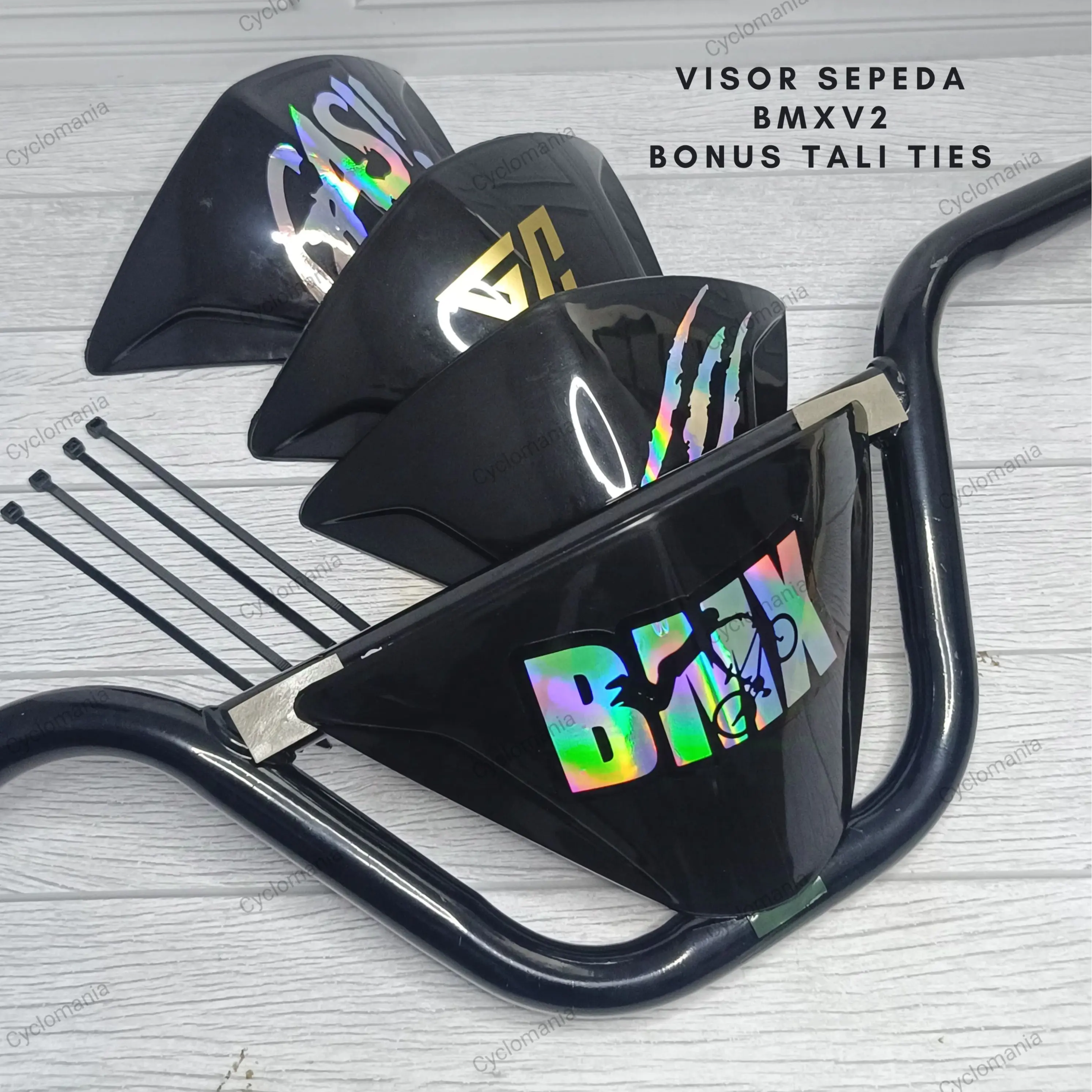VISOR SEPEDA MOTIF SERIES V2 VARIASI DELUXE + STIKER AKSESORIS VARIASI SEPEDA BMX VISOR DI SETANG BMX