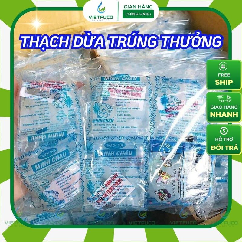  1 bịch 22 gói trúng thưởng Thạch dừa tươi Minh Châu - Thạch Dừa trúng thưởng Snack Ăn Vặt 