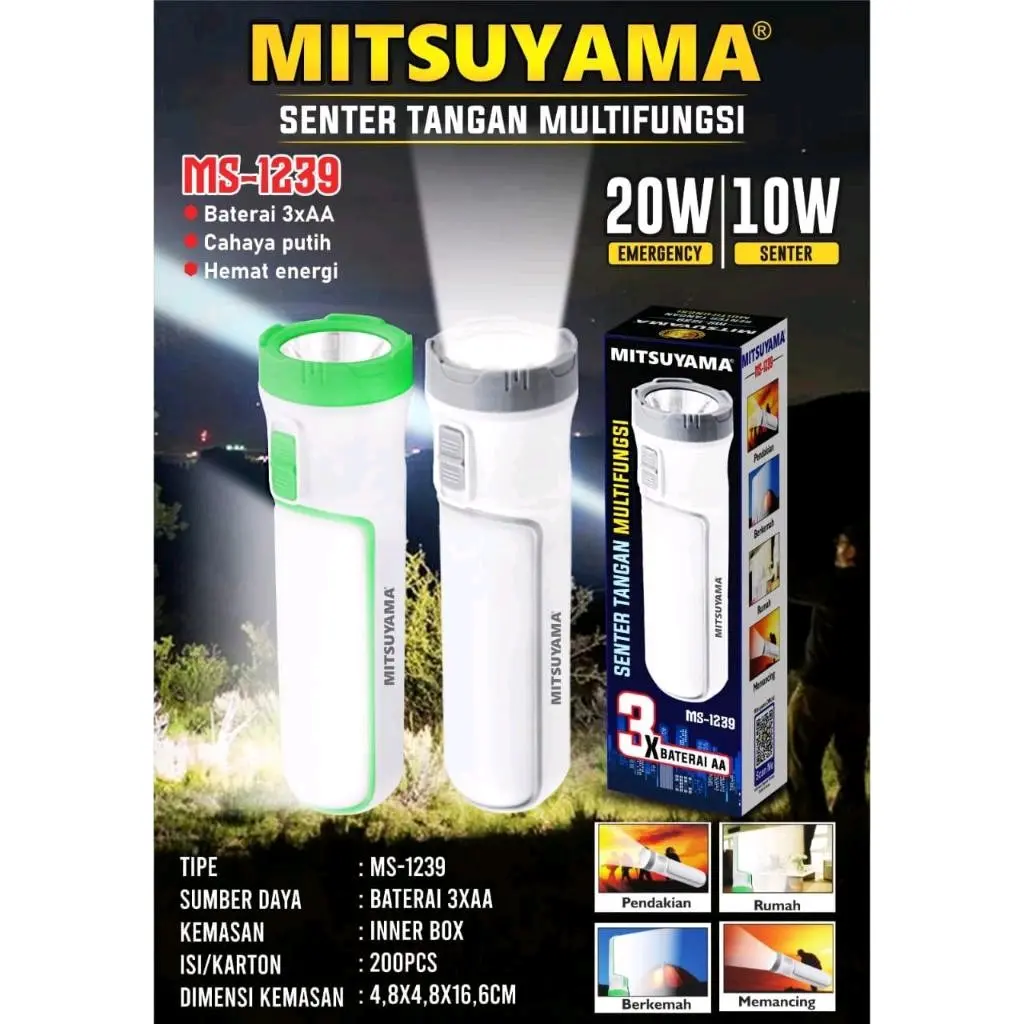 Senter Lampu Emergency Mitsuyama MS-1239 / Senter Tangan Multifungsi