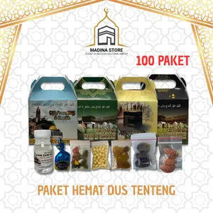 Paket Hemat 100pcs Oleh-oleh Haji dan Umroh isi Air Zamzam Dus Tenteng