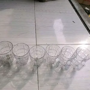 (UP) 6 pcs gelas kristal akrilik gagang anti pecah