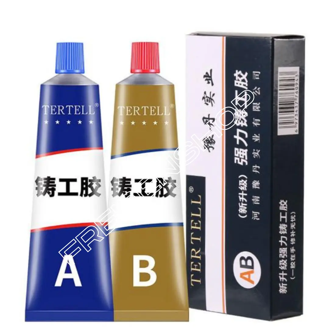 [Beli 1 Bonus 1]LEM AB TERTELL PENAMBAL BESI STEEL METAL RADIATOR /LEM ANTI BOCOR METAL CASTING GLUE Logam Resin