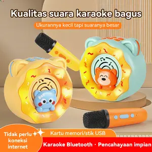 Mainan Mikrofon Anak Mikrofon Wireless Bluetooth Karaoke Mini Set Karauke Speaker Microphone Karaoke Portable Bluetooth dengan Suara Jernih dan Karaoke Mini untuk Anak-anak
