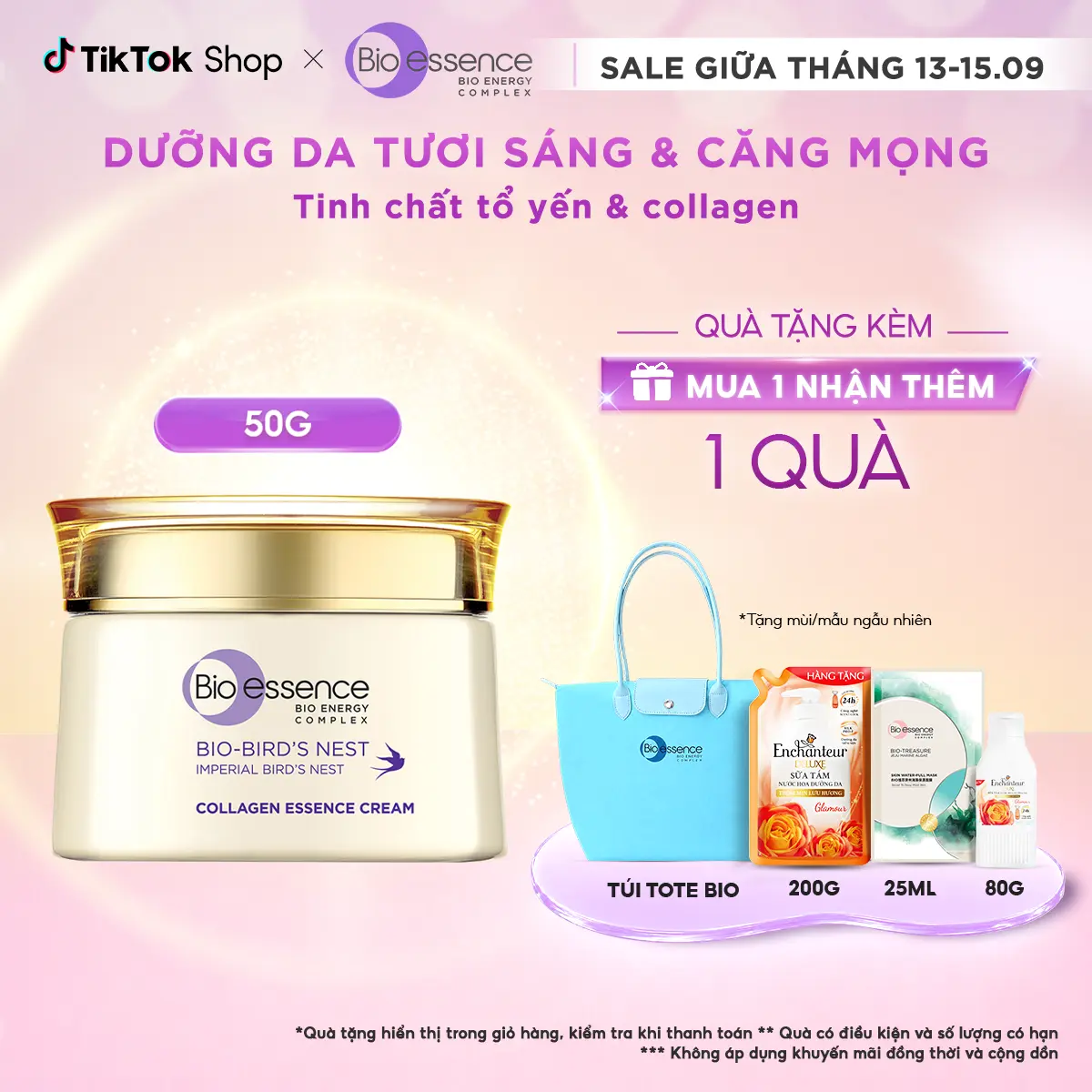 Kem Dưỡng Bio-essence Dưỡng Da Săn Mịn Rạng Ngời Bio-Bird’s Nest Collagen Essence Cream 50g