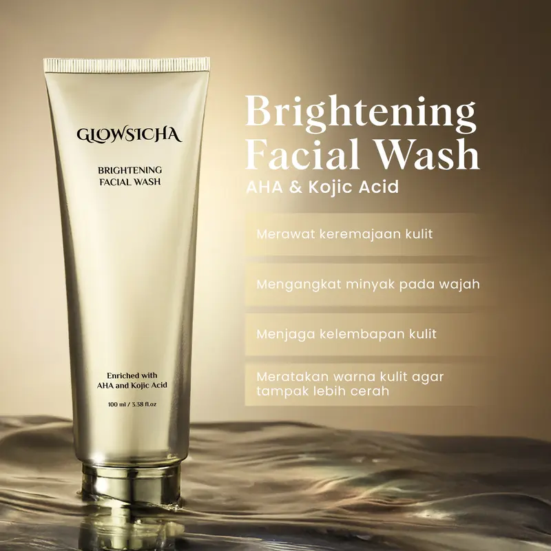 Glowsicha - Brightening Facial Wash - Facial Cleanser Sabun Cuci Muka Pembersih Wajah Mencerahkan Melembabkan Wajah AHA & Kojic Acid 1