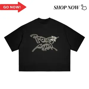 T-Shirt | Boxy Fit | Burnout Puff ink | Black | Gaya T-shirt berlebihan gaya hip-hop grafiti cetakan [UNK] Black T-shirt [UNK] Men and women's cotton loocvyywnetlc