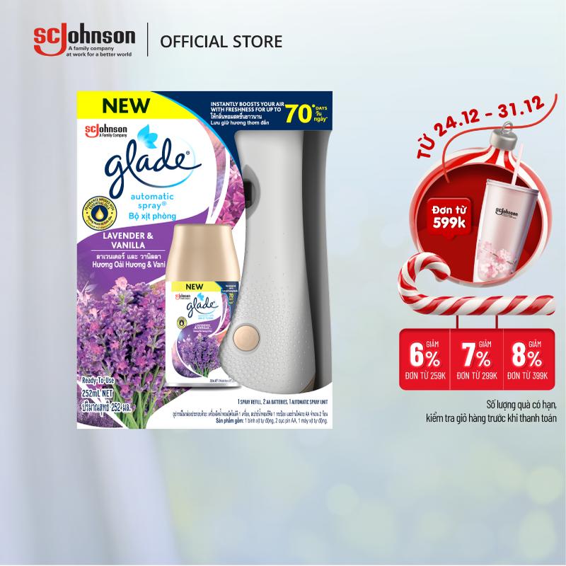 GLADE Bộ máy & lõi xịt thơm phòng tự động Hương Lavender 252ML