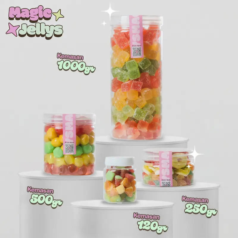 Magic Jellys - Permen Jelly Gummy 1kg Halal Cemilan Asem Manis Jeli Toples Yupi Mix Kiloan Candy Food Snack Makanan Jajanan Jeli 7