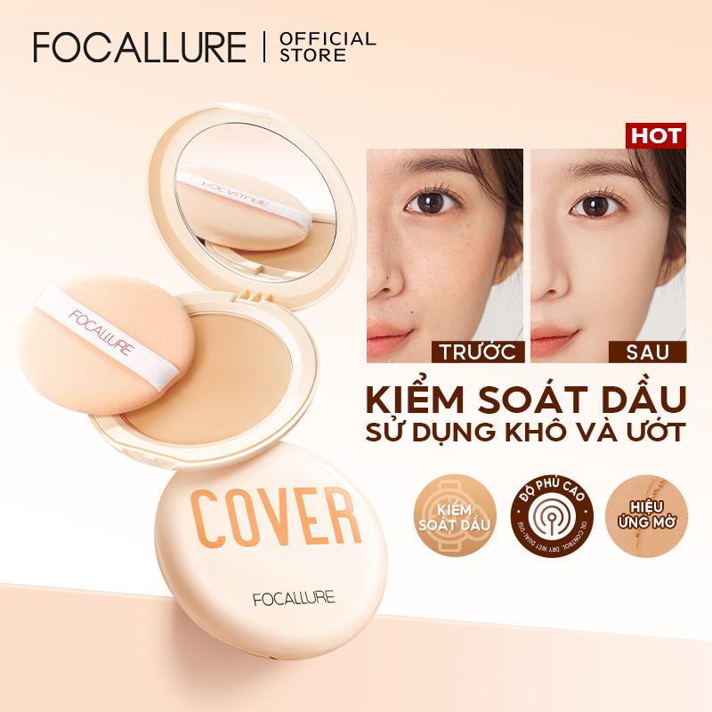  FOCALLURE Phấn nền dạng nén Cover-Max chất lì bổ sung vitamin C kiềm dầu cho da mặt 