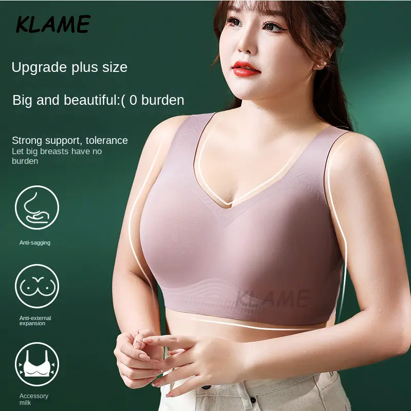 KLAME M-5XL Plus Size Traceless Comfort Underwear Women's Push-Up Thin Bralette KLM1033