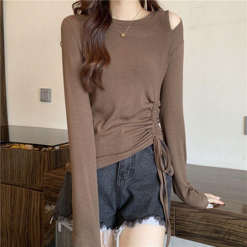 Missoofficial.id BJ1692 Baju Atasan Kaos Spandek Korean Tshirt Wanita Lengan Panjang Model Serut Samping Santai Oblong 7