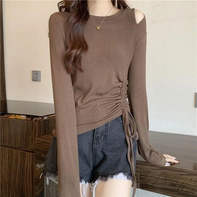 Missoofficial.id BJ1692 Baju Atasan Kaos Spandek Korean Tshirt Wanita Lengan Panjang Model Serut Samping Santai Oblong 7