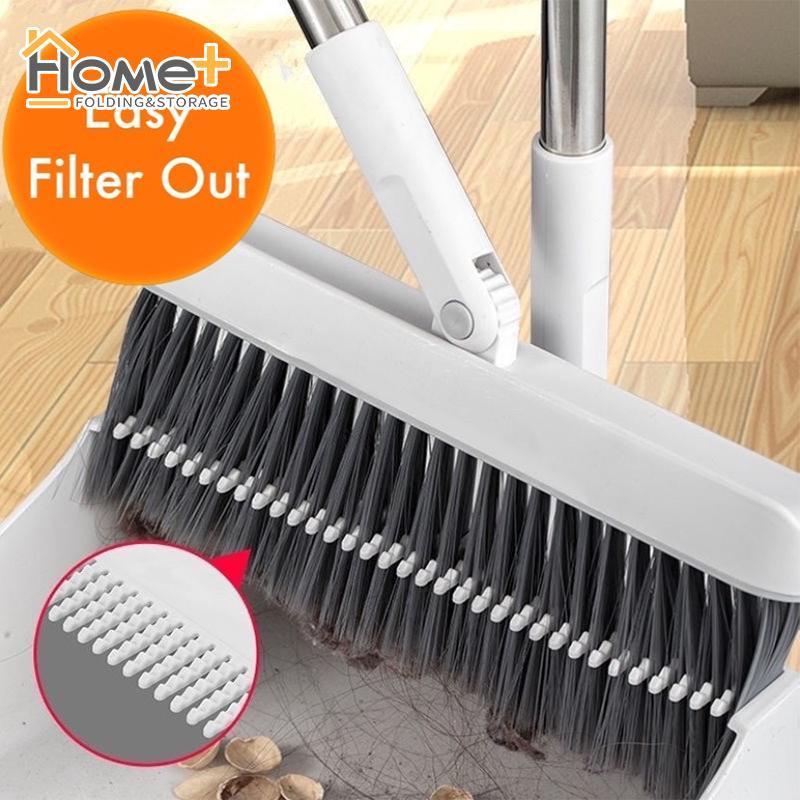 (HOME+) Rotatable Broom Wind Proof Dust Pan withBroom Comb Broom ...