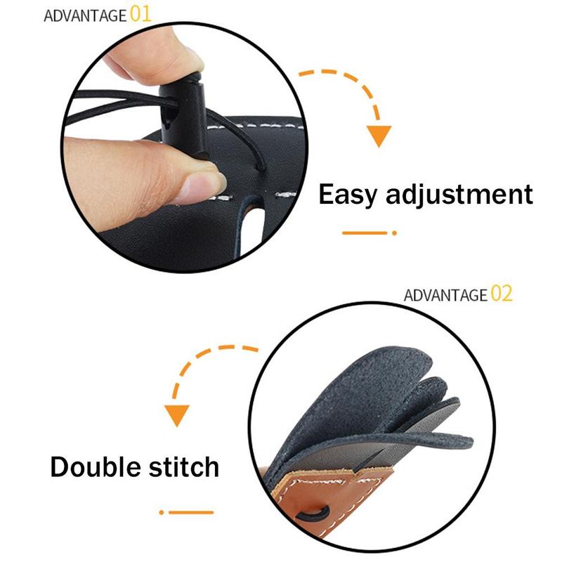 Product Introduction of Double-deck Leather Archery Finger Guard Protection Glove Tab Protector Shooting Pad Bow E0L0 36