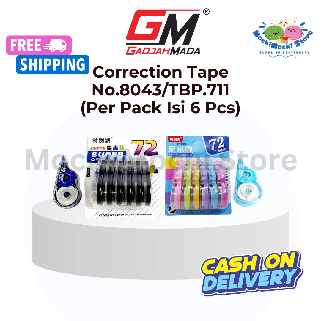 Correction Tape Kertas Besar No.606/TBP.711 | Correction Tape 72m | Tipex | Tipx | Correction Tape Kertas