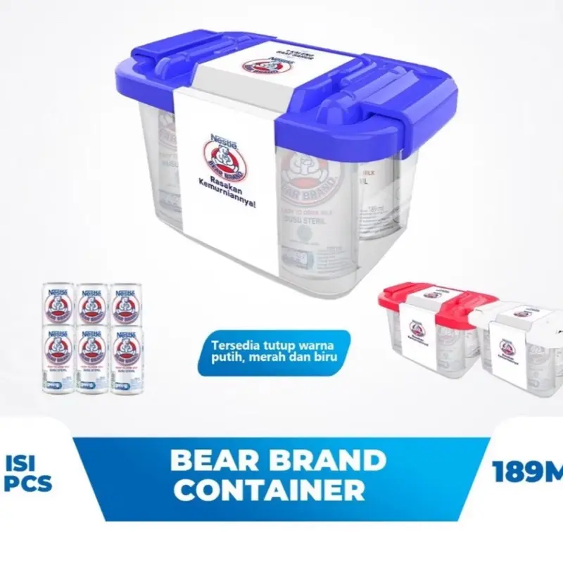 Susu steril bear brand 189ml isi 6 free box container warna random